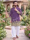 Sangeet Prince Rayon Crush Embroidery Short Mens Kurta